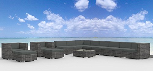Urban Furnishing - Newport 14pc Modern Outdoor Backyard Wicker Rattan Patio Furniture Sofa Sectional Couch Set