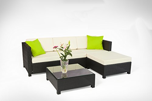 MCombo 5pcs Black Wicker Iron frame Patio Sectional Indoor Outdoor Sofa Furniture set 6085-1005
