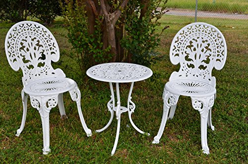 Angel White Garden Bistro Set - Table And Two Chairs For Yard 3 Pieces Product Sku Pb11118