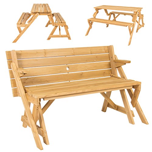 Best Choice Products Patio 2 In 1 Outdoor Interchangeable Picnic Table  Garden Bench Wood