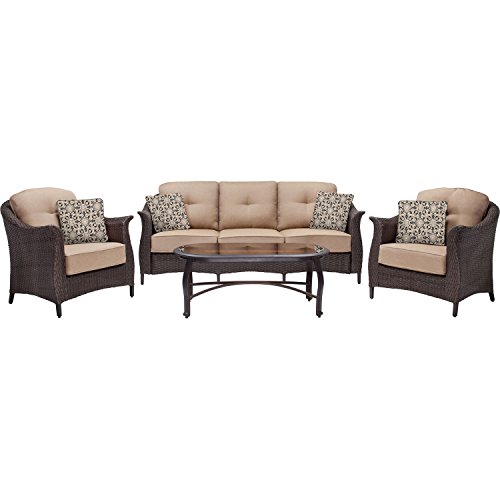 Hanover Gramercy 4-piece Outdoor Wicker Patio Set Browntan