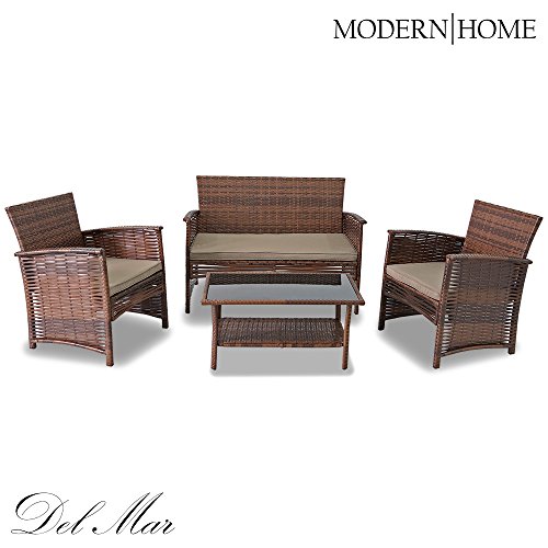 Modern Home DELMAR 4Piece Del Mar Woven Wicker Patio Set