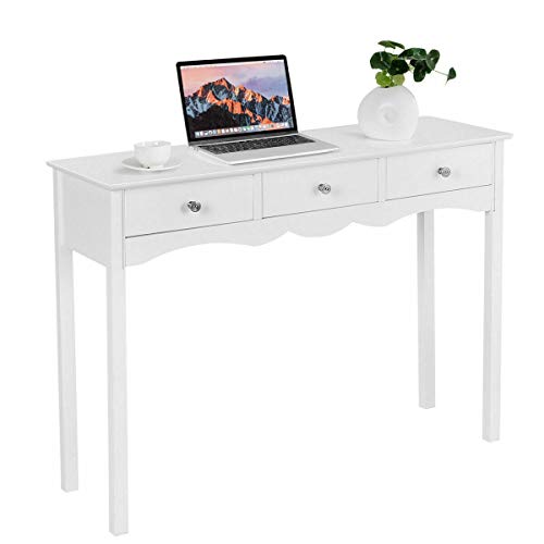 NEW Patio Garden Furniture Console Table Hall Table Side Table 3 Drawers Entryway Desk Accent Table White