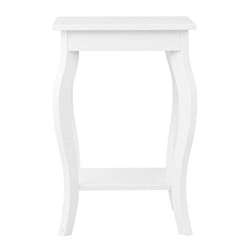 Patio Garden Furniture Accent Side Table Sofa End Table Nigh Stand Coffee Table wStorage Shelf White
