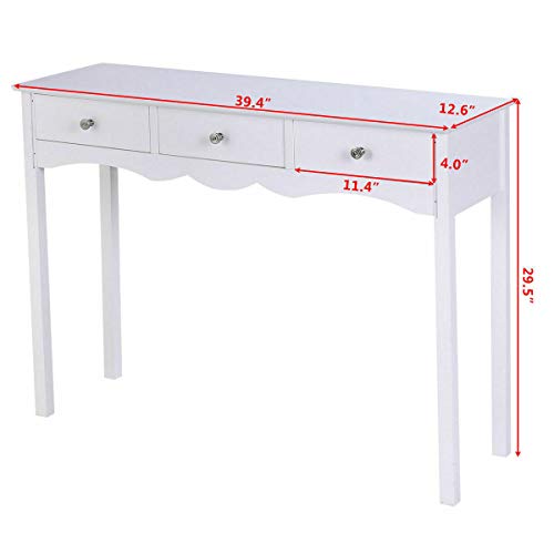 Patio Garden Furniture Vanity Table Dressing Table Hall Table Side Table W3 Drawers White