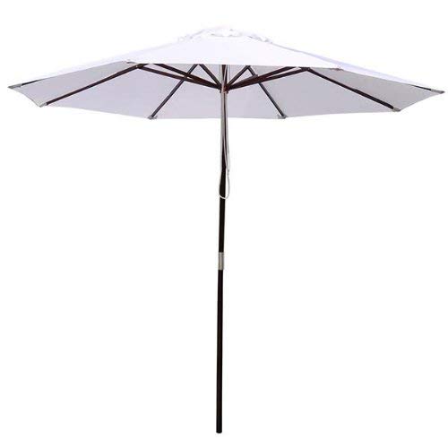 KOVAL INC 9 Foot White Patio Furniture Wood Market Umbrella