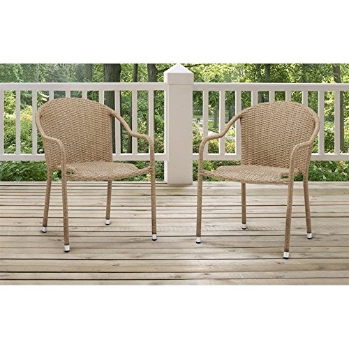 Crosley Palm Harbor Outdoor Wicker Chairs in Light Brown