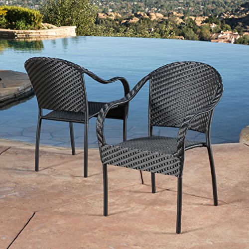 Livingston Outdoor Black Wicker Chair Set of 2