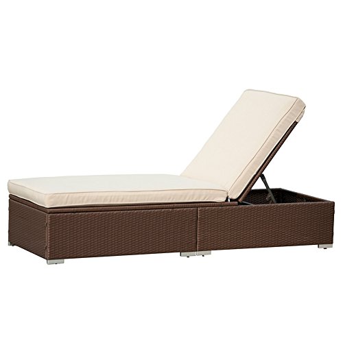 Patiopost Wicker Patio Furniture Outdoor Collection Pool Adjustable Chaise Lounge Chair Seat With Plush Cushions