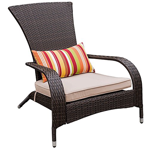 Sundale Outdoor Deluxe Wicker Adirondack Chair Outdoor Patio Yard Furniture All-weather with Cushion and Pillow