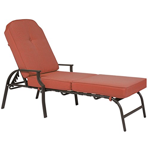 Best Choice Products Outdoor Chaise Lounge Chair W Cushion Pool Patio Furniture Red