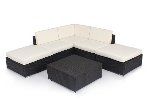 Deluxe Patio Rattan Wicker 6 pc Sofa Chaise Outdoor Lounge Furniture Set