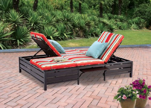 Double Chaise Lounger - This Red Stripe Outdoor Chaise Lounge Is Comfortable Sun Patio Furniture Guaranteed Which