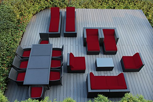 Ohana 20-piece Outdoor Wicker Patio Furniture Sectional Dining And Chaise Lounge Set With Weather Resistant Cushions