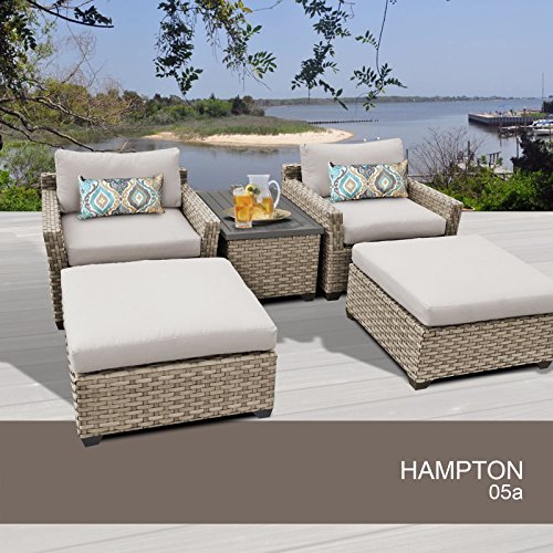 Hampton 5 Piece Outdoor Wicker Patio Furniture Set 05a