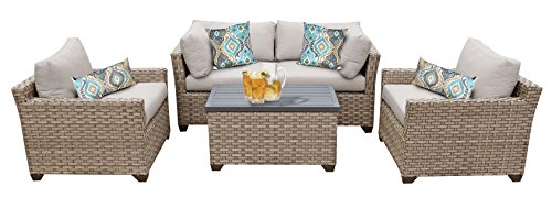 TK Classics MONTEREY-05b 5 Piece Monterey-05B Outdoor Wicker Patio Furniture Set Beige