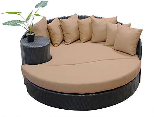 TK Classics NEWPORT Newport Circular Sun Bed-Outdoor Wicker Patio Furniture Wheat