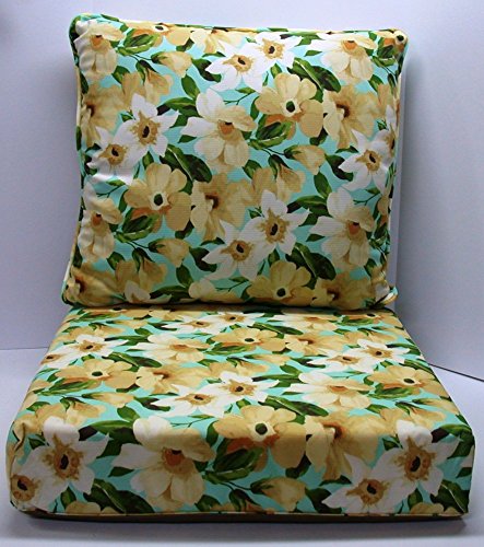 2 Pc Deep Seat Outdoor Patio Cushion Set Pillow Back Style ~ Disco Floral NEW Shipping Included in Price