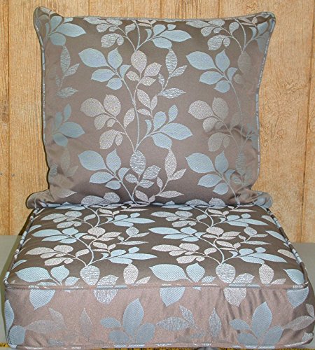 2 Pc Deep Seat Outdoor Patio Cushion Set ~ Pillow Back Style ~ Blush Botanical Taupe ~ Shipping Included in Price
