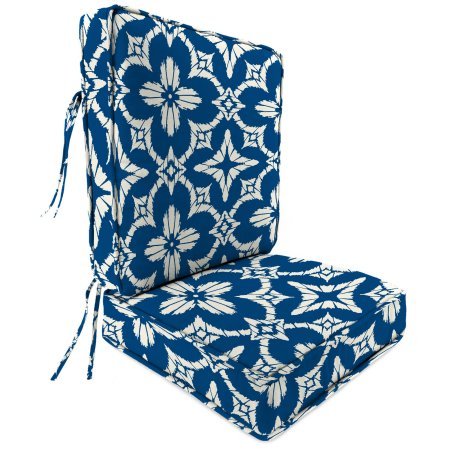 Jordan Manufacturing Outdoor Patio 2 PC Boxed Seat Chair Cushion With Piping Aspidora Cobalt