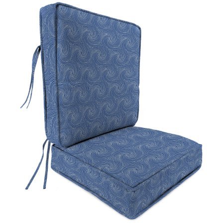 Jordan Manufacturing Outdoor Patio 2 PC Boxed Seat Chair Cushion With Piping Nabil Nautical