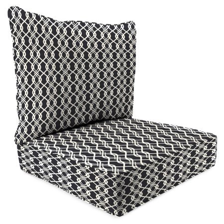 Jordan Manufacturing Outdoor Patio 2 PC Deep Seat Chair Cushion Hedda Tuxedo