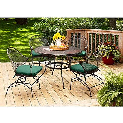 New Better Homes and Gardens Clayton Court 5-Piece Tables Chairs Outdoor Patio Furniture Dining Green Cushions Seats 4 Set Clearance Sale