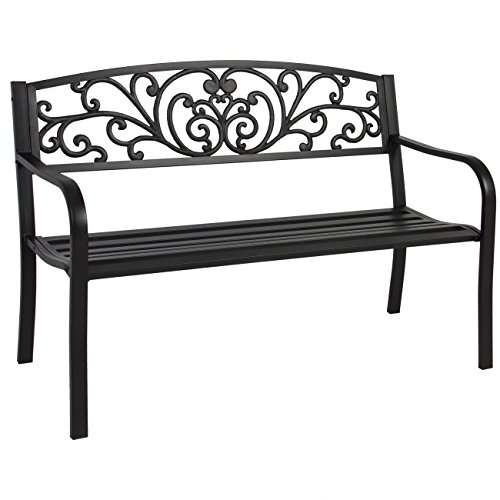 Best Choice Products 50&quot Patio Garden Bench Park Yard Outdoor Furniture Steel Frame Porch Chair Seat