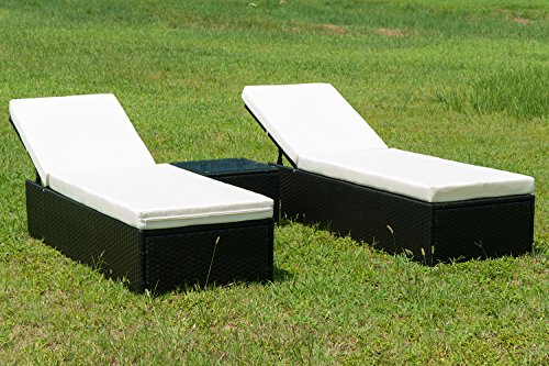 Merax Outdoor Rattan Lounge Set 3 Pcs Sofa Wicker Sectional Garden Patio Furniture
