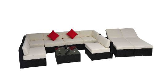 Outdoor Rattan Set 9 Pcs Sofa Wicker Sectional Garden Patio Furniture NEW Lounge BroyerK
