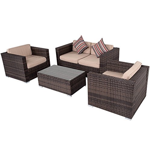 Sundale Outdoor 4-piece Wicker Garden Patio Furniture Sofa Set
