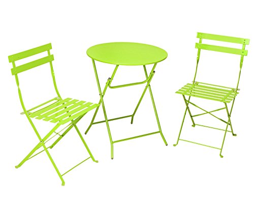 Cosco 3-Piece Folding Bistro-Style Patio Table and Chair Bright Green
