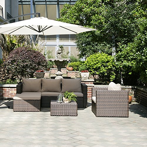 Grand Patio Deluxe Rattan Patio Furniture Sets 4 PCS Outdoor Rattan Sofa Sets Sectional