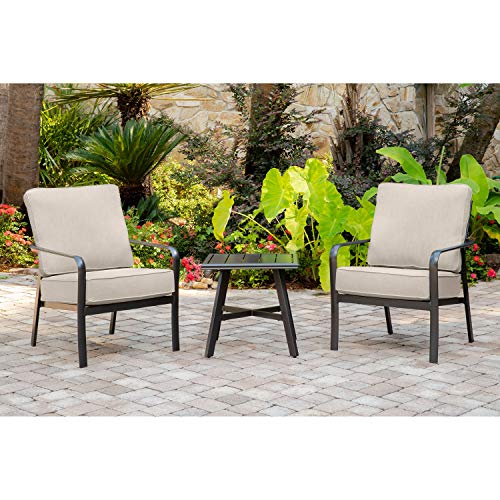 Hanover CORT3PC-ASH Cortino 3-Piece Grade Patio Seating Set Commercial Outdoor Furniture Cast AshGunmetal