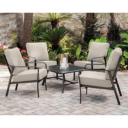 Hanover CORT5PCCT-ASH Cortino 5-Piece Grade Patio Seating Set Commercial Outdoor Furniture Cast AshGunmetal