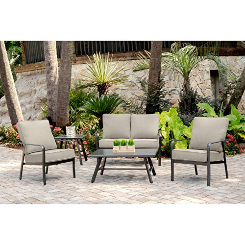 Hanover CORT5PCL-ASH Cortino 5-Piece Grade Patio Seating Set Commercial Outdoor Furniture Cast AshGunmetal