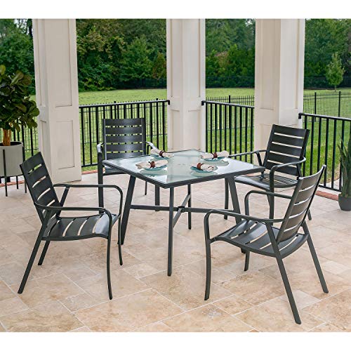 Hanover CORTDN5PCG Cortino 5-Piece Grade Patio Dining Set Commercial Outdoor Furniture Gunmetal