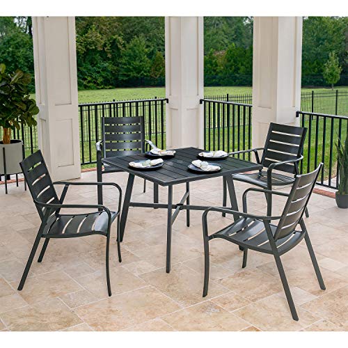 Hanover CORTDN5PCS Cortino 5-Piece Grade Patio Dining Set Commercial Outdoor Furniture Gunmetal