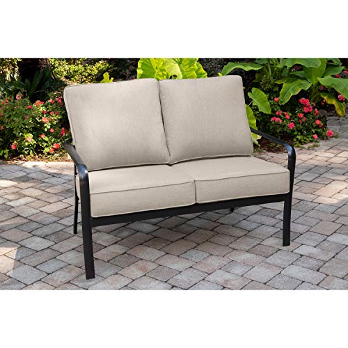 Hanover Cortino Grade Aluminum Loveseat with Plush Sunbrella Cushions CORTLVST-GMASH Commercial Outdoor Furniture GunmetalAsh