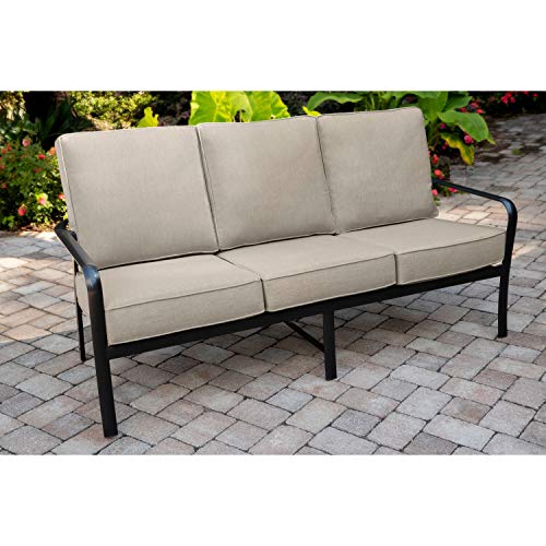 Hanover Cortino Grade Aluminum Sofa with Plush Sunbrella Cushions CORTSOFA-GMASH Commercial Outdoor Furniture GunmetalAsh