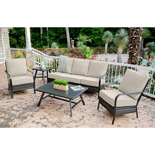 Hanover OAKMONT5PCS-ASH Oakmont 5-Piece Grade Patio Set Commercial Outdoor Furniture Cast AshGunmetal