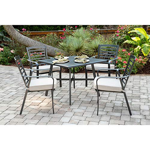 Hanover PEMDN5PCS-ASH Pemberton 5-Piece Grade Patio Set Commercial Outdoor Furniture Cast AshGunmetal