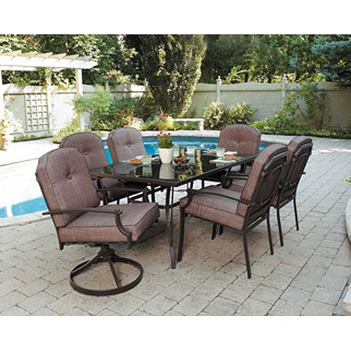 7 Piece Patio Dining Set Seats 6 Enjoy The Outdoors With This Patio Furniture Dining Set Impress Your Neighbors