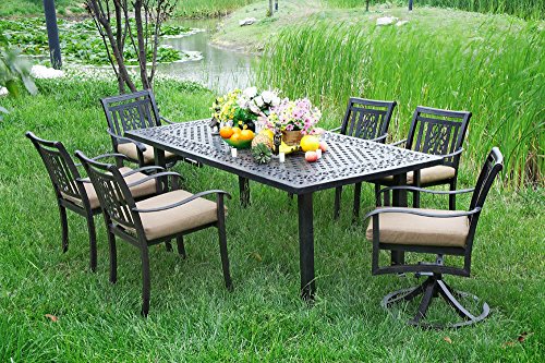 CBM Heaven Collection Outdoor Patio Furniture Dining Set with 2 Swivel Chairs CBM1290