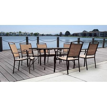 Mainstays Sand Dune 7-Piece Patio Furniture Dining Set Outdoor Seats 6