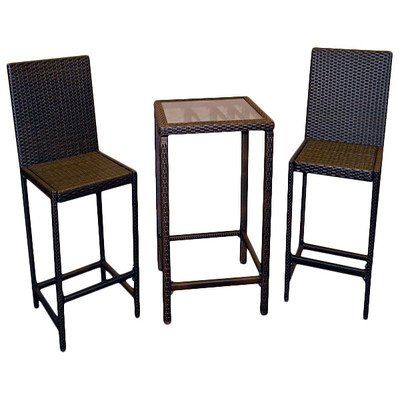 Patio Furniture Bar Height Bistro Dining Set Dark Brown ResinWicker 3 Piece - Assembly Required AW-226B  AW-226C 36 H x 24 W x 24 L
