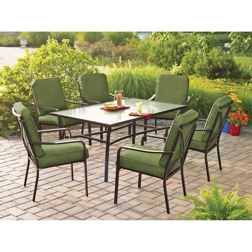 Patio Furniture Crossman 7-piece Patio Dining Set Green Seats 6