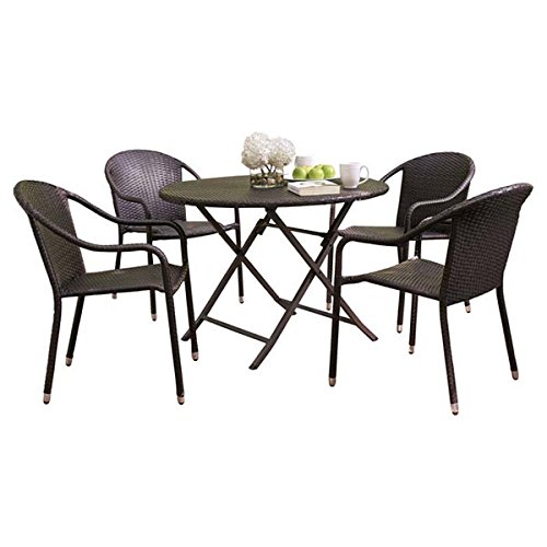Patio Furniture Dining Set 5 Piece UV Resistant Outdoor Resin WickerRattan Crosson - Assembly Required BRSD8859 29 H x 41 W x 41 L
