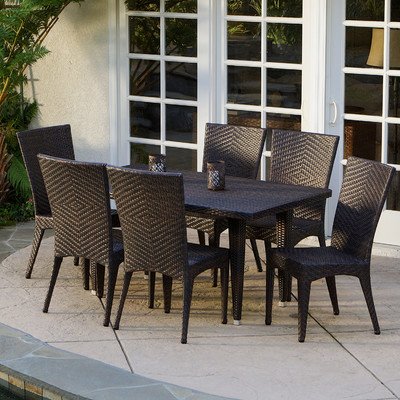 Patio Furniture Dining Set WickerRattan Drago 7 Piece Dining Set Sturdy Construction Weather Resistant MCRR2893 29 H x 354 W x 59 L