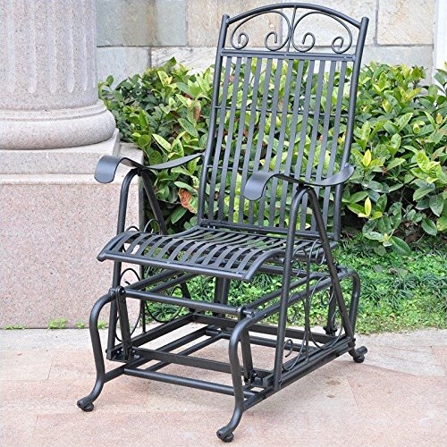 Iron Porch Glider In Black With A Silver Sheen Finish - Patio Furniture